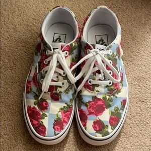 Checker Print Floral Vans